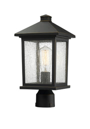 Portland 1 Light 8" Outdoor Post Mount Fixture in Oil Rubbed Bronze, Post Top Only, Round Fitter