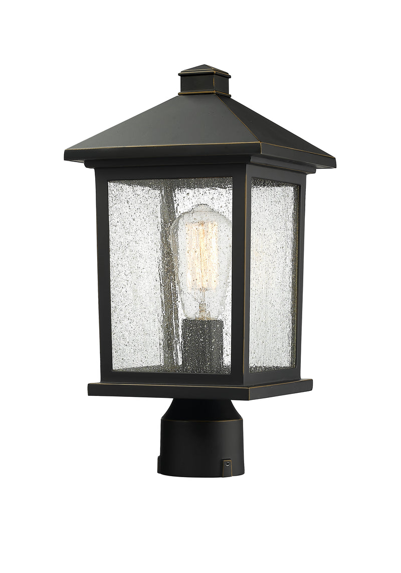 Portland 1 Light 8" Outdoor Post Mount Fixture in Oil Rubbed Bronze, Post Top Only, Round Fitter