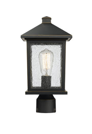 Portland 1 Light 8" Outdoor Post Mount Fixture in Oil Rubbed Bronze, Post Top Only, Round Fitter