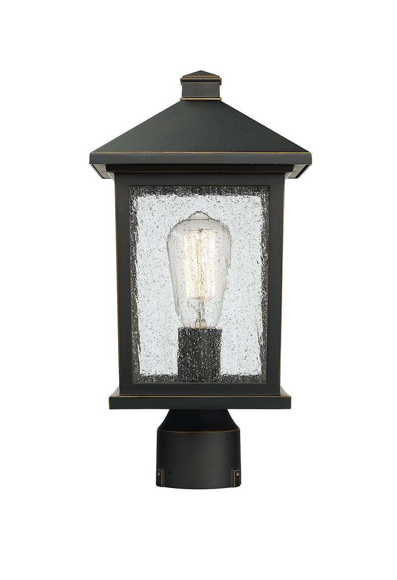 Portland 1 Light 8" Outdoor Post Mount Fixture in Oil Rubbed Bronze, Post Top Only, Round Fitter
