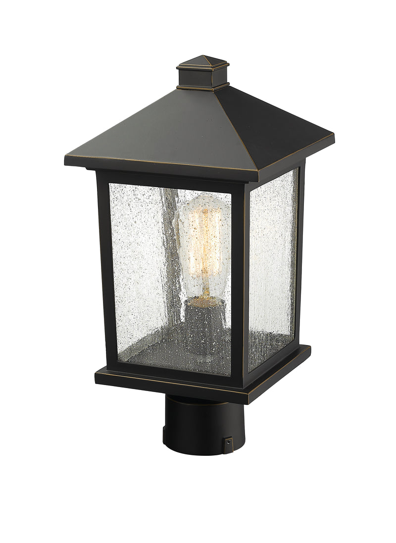 Portland 1 Light 8" Outdoor Post Mount Fixture in Oil Rubbed Bronze, Post Top Only, Round Fitter