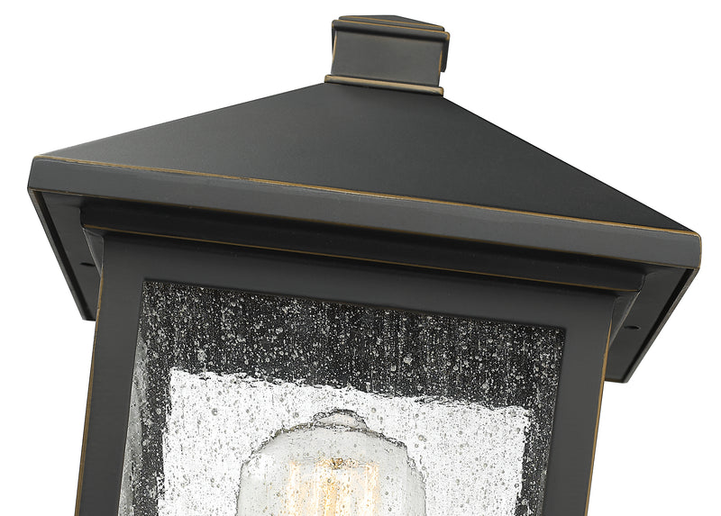 Portland 1 Light 8" Outdoor Post Mount Fixture in Oil Rubbed Bronze, Post Top Only, Round Fitter