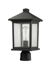 Portland 1 Light 8" Outdoor Post Mount Fixture in Oil Rubbed Bronze, Post Top Only, Round Fitter
