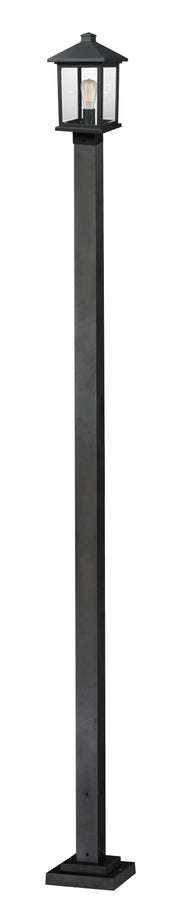 Portland 1 Light 8" Outdoor Post Mount Fixture in Black, 96" Square Post