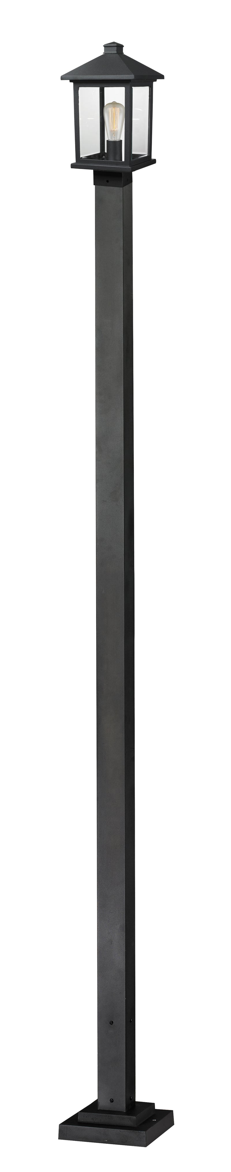 Portland 1 Light 8" Outdoor Post Mount Fixture in Black, 96" Square Post