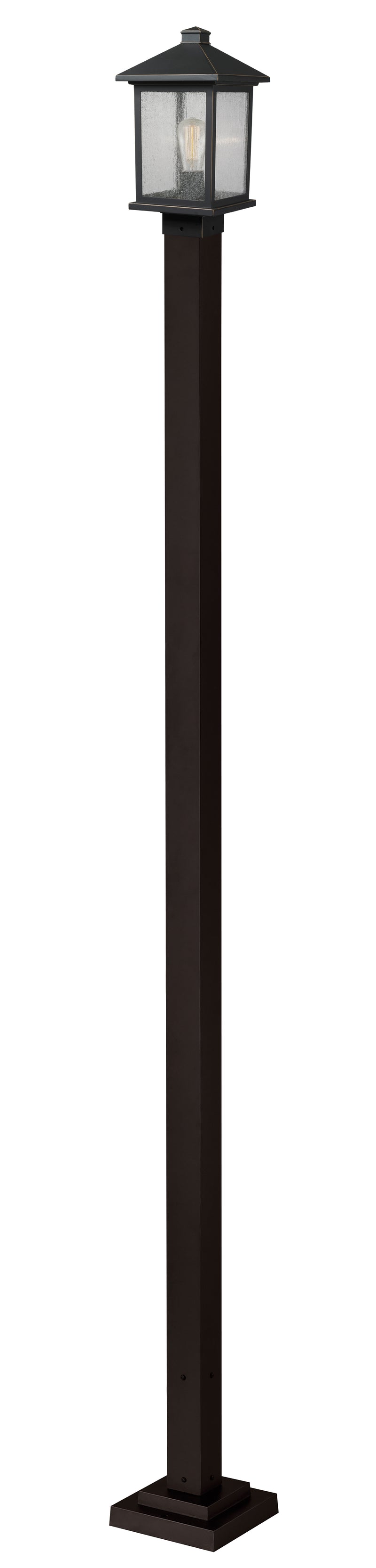 Portland 1 Light 8" Outdoor Post Mount Fixture in Oil Rubbed Bronze, 96" Square Post