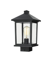 Portland 1 Light 8" Outdoor Post Mount Fixture in Black, Post Top Only, Square Fitter