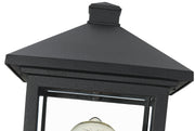 Portland 1 Light 8" Outdoor Post Mount Fixture in Black, Post Top Only, Square Fitter
