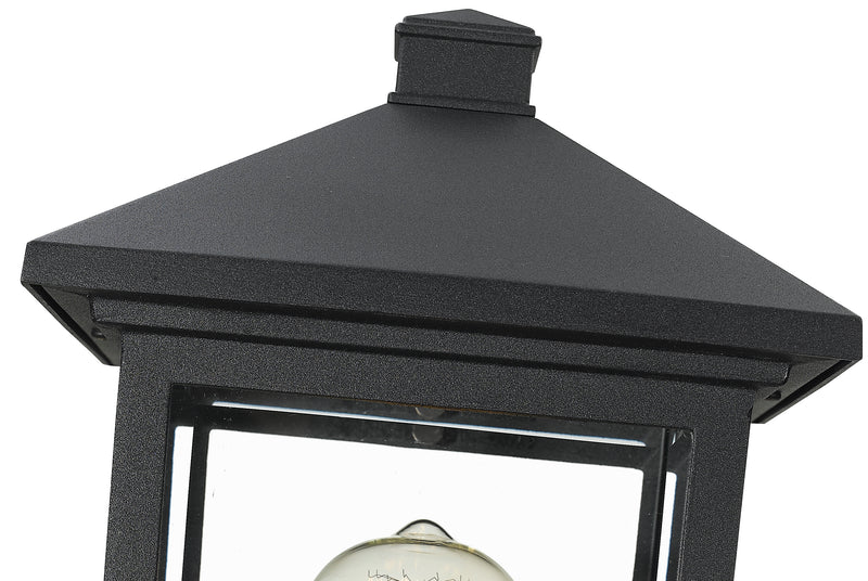 Portland 1 Light 8" Outdoor Post Mount Fixture in Black, Post Top Only, Square Fitter