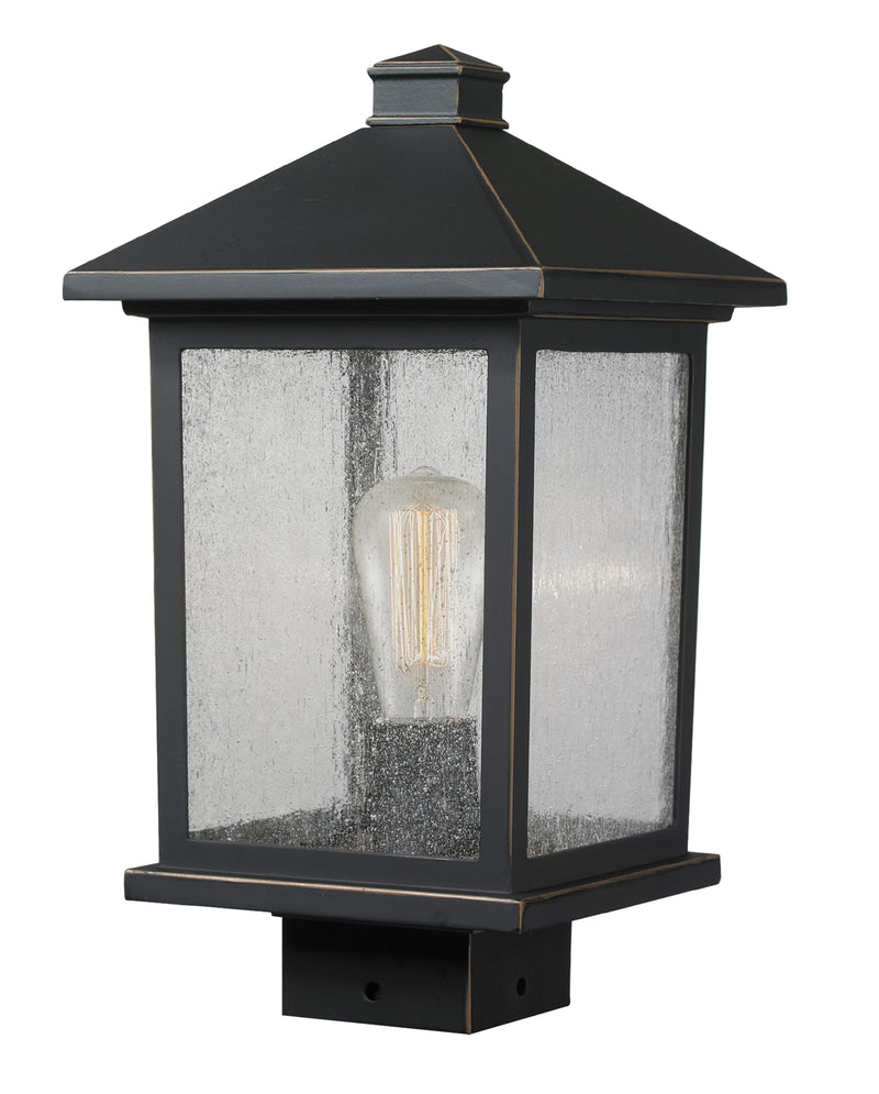 Portland 1 Light 8" Outdoor Post Mount Fixture in Oil Rubbed Bronze, Post Top Only, Square Fitter