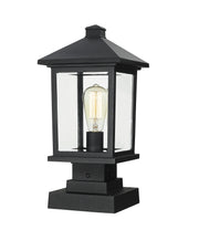 Portland 1 Light 8" Outdoor Post Mount Fixture in Black, Square Pier Mount