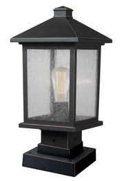 Portland 1 Light 8" Outdoor Post Mount Fixture in Oil Rubbed Bronze, Square Pier Mount