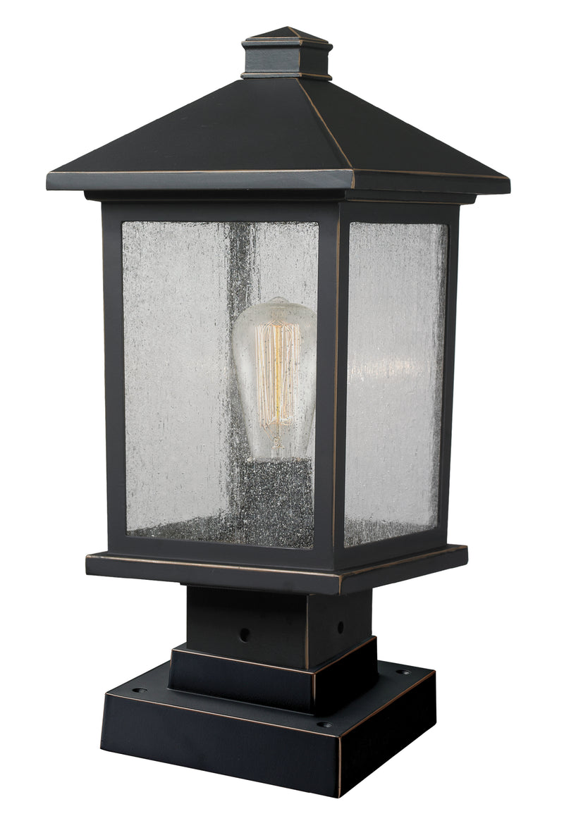 Portland 1 Light 8" Outdoor Post Mount Fixture in Oil Rubbed Bronze, Square Pier Mount