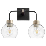 Lacy 2 Light Vanity in Textured Black / Aged Brass