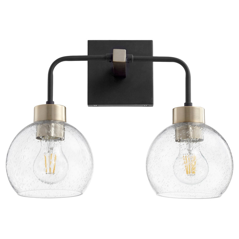 Lacy 2 Light Vanity in Textured Black / Aged Brass