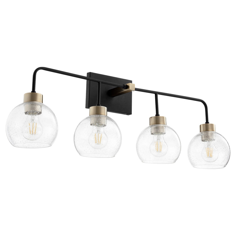 Lacy 4 Light Vanity in Textured Black / Aged Brass