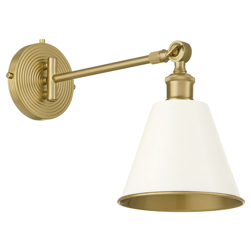 Bailey 1 Light Wall Lamp in Studio White / Aged Brass