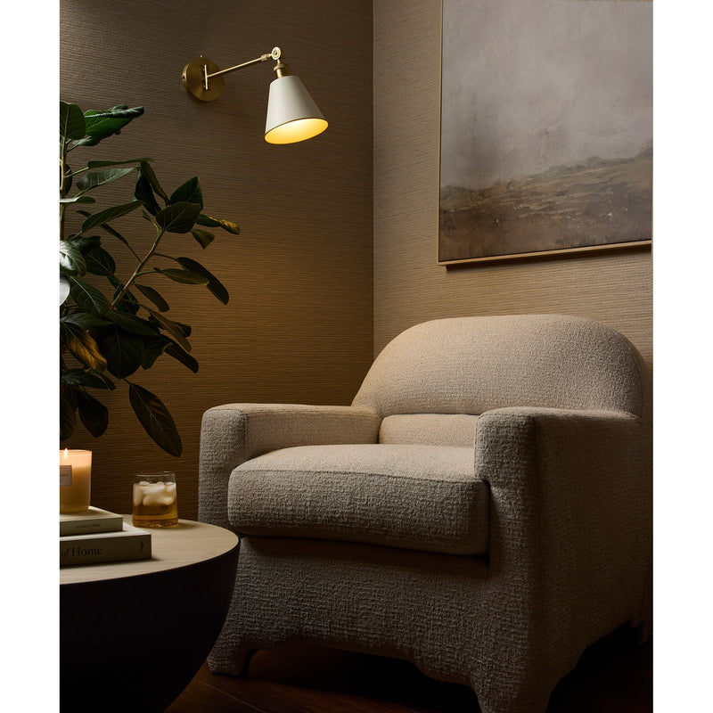 Bailey 1 Light Wall Lamp in Studio White / Aged Brass