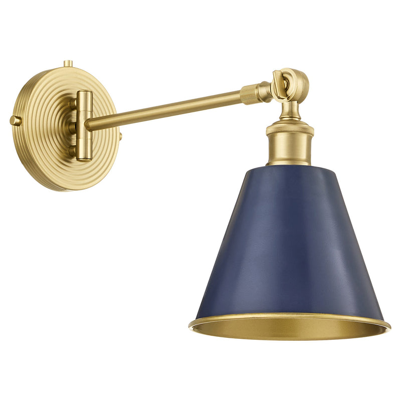 Bailey 1 Light Wall Lamp in Blue / Aged Brass
