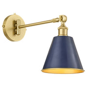 Bailey 1 Light Wall Lamp in Blue / Aged Brass