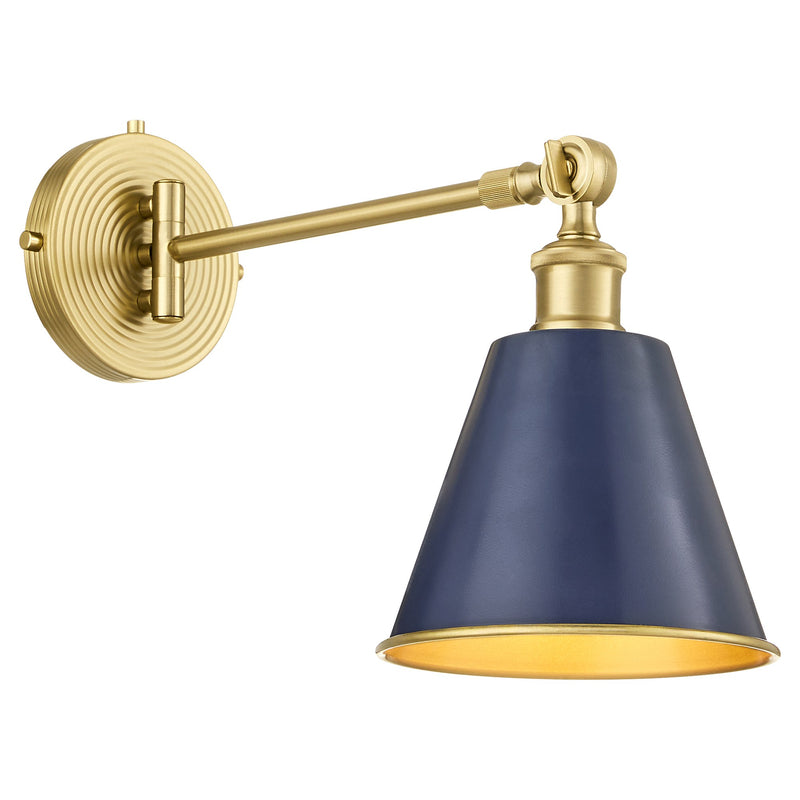 Bailey 1 Light Wall Lamp in Blue / Aged Brass