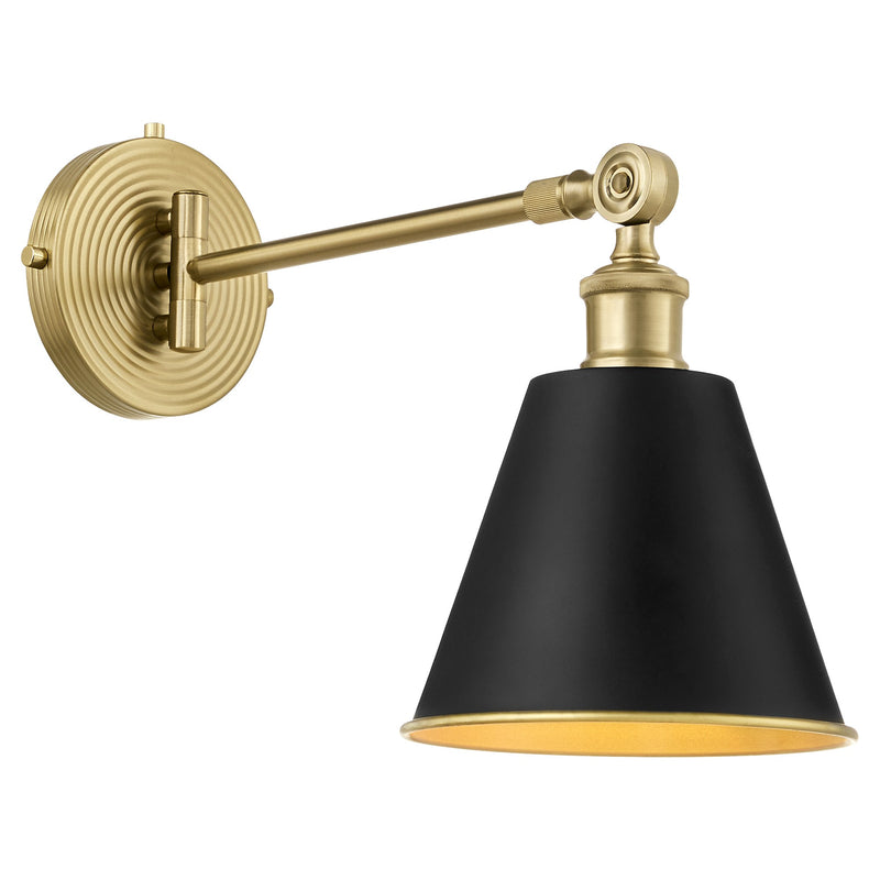 Bailey 1 Light Wall Lamp in Matte Black / Aged Brass
