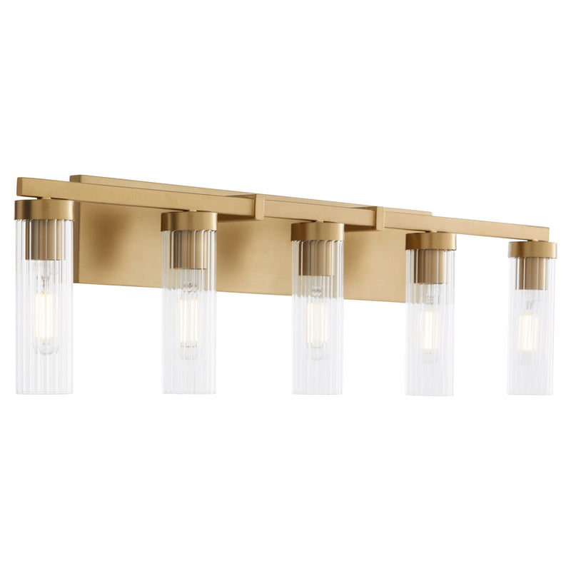 Kilbey 5 Light Vanity in Aged Brass