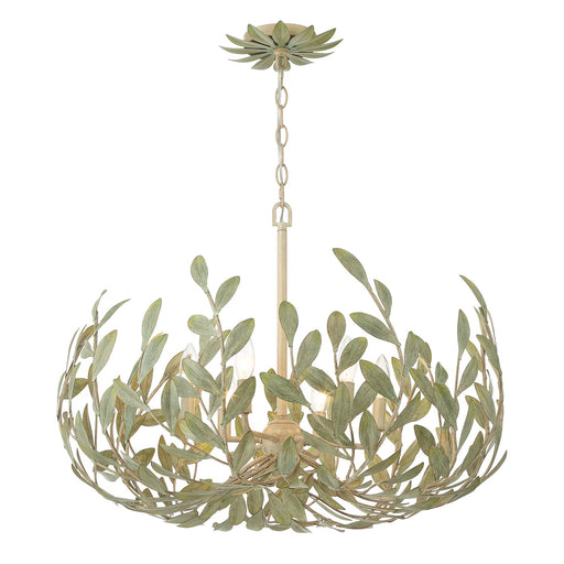 Broche 6 Light 27" Chandelier in Champagne Green Tea