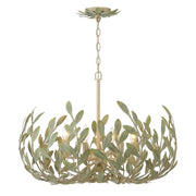 Broche 6 Light 27" Chandelier in Champagne Green Tea