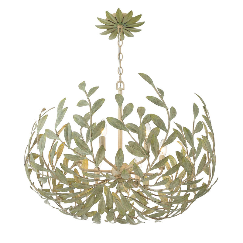 Broche 6 Light 27" Chandelier in Champagne Green Tea