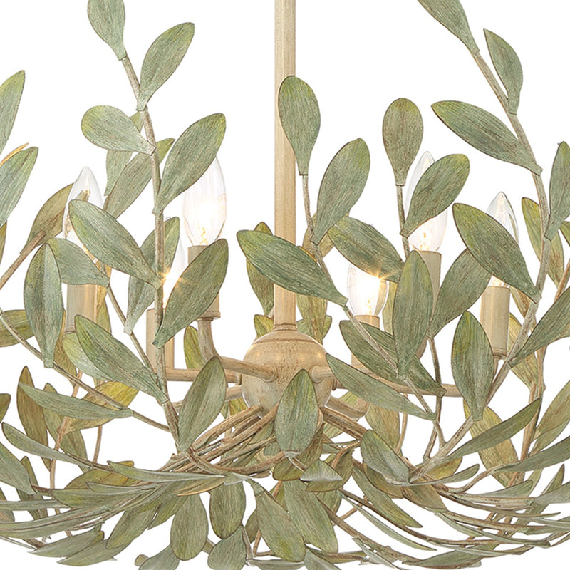 Broche 6 Light 27" Chandelier in Champagne Green Tea