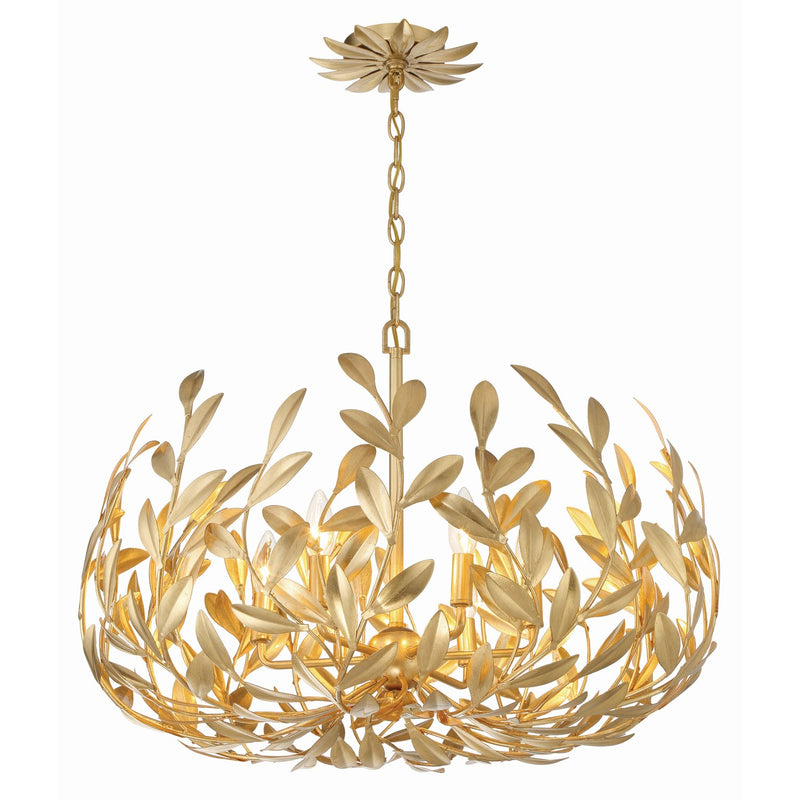 Broche 6 Light 27" Chandelier in Antique Gold