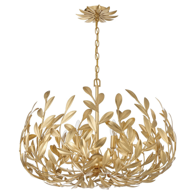 Broche 6 Light 27" Chandelier in Antique Gold