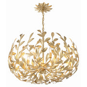 Broche 6 Light 27" Chandelier in Antique Gold