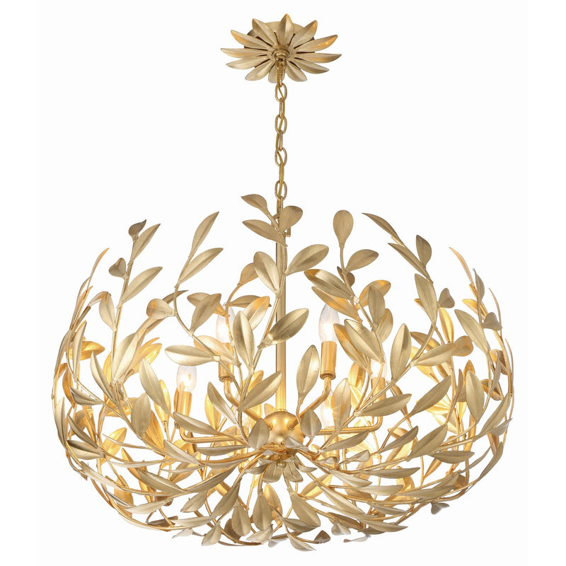 Broche 6 Light 27" Chandelier in Antique Gold