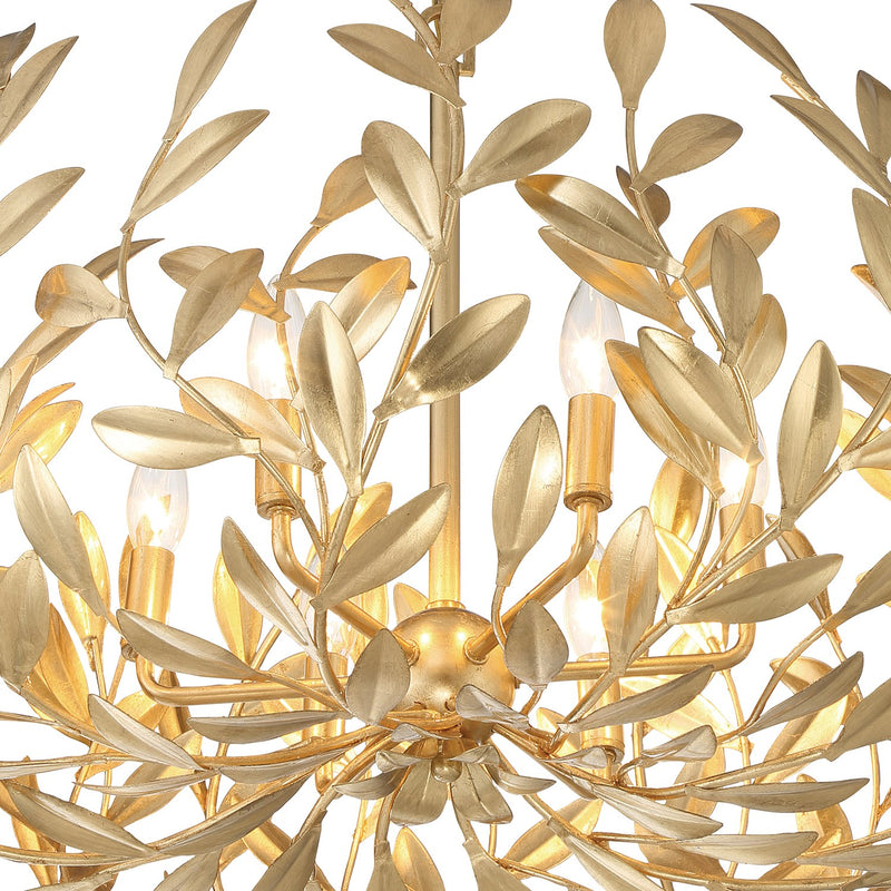 Broche 6 Light 27" Chandelier in Antique Gold