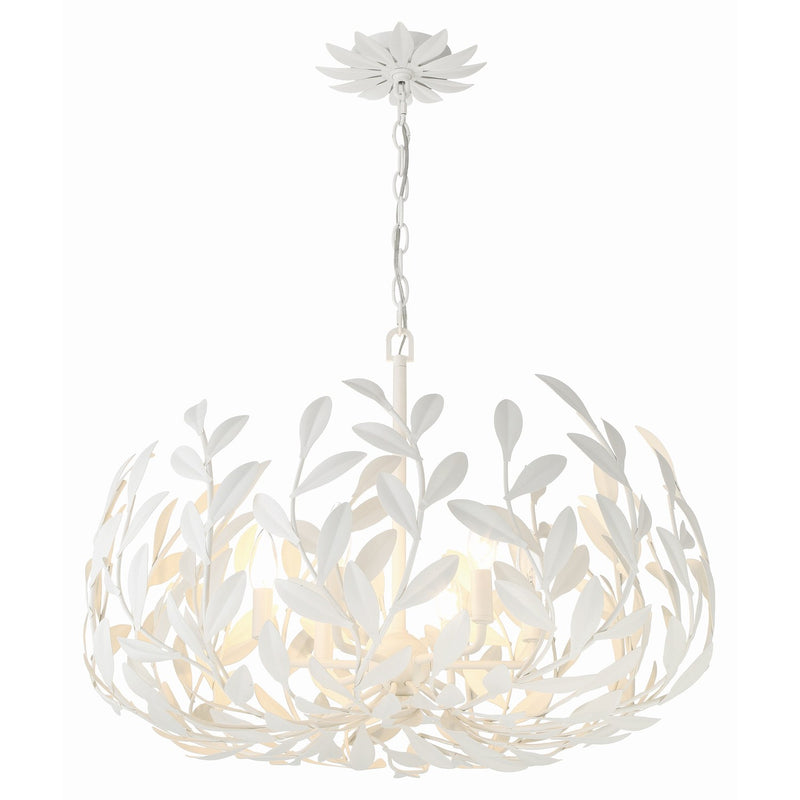 Broche 6 Light 27" Chandelier in Matte White