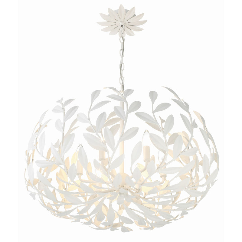 Broche 6 Light 27" Chandelier in Matte White