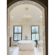 Broche 6 Light 27" Chandelier in Matte White in a room setting