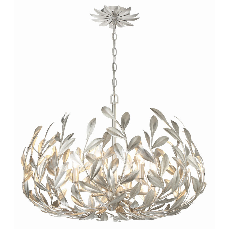 Broche 6 Light 27" Chandelier in Antique Silver