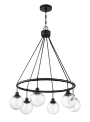 Que 6 Light 28.5" Chandelier in Flat Black