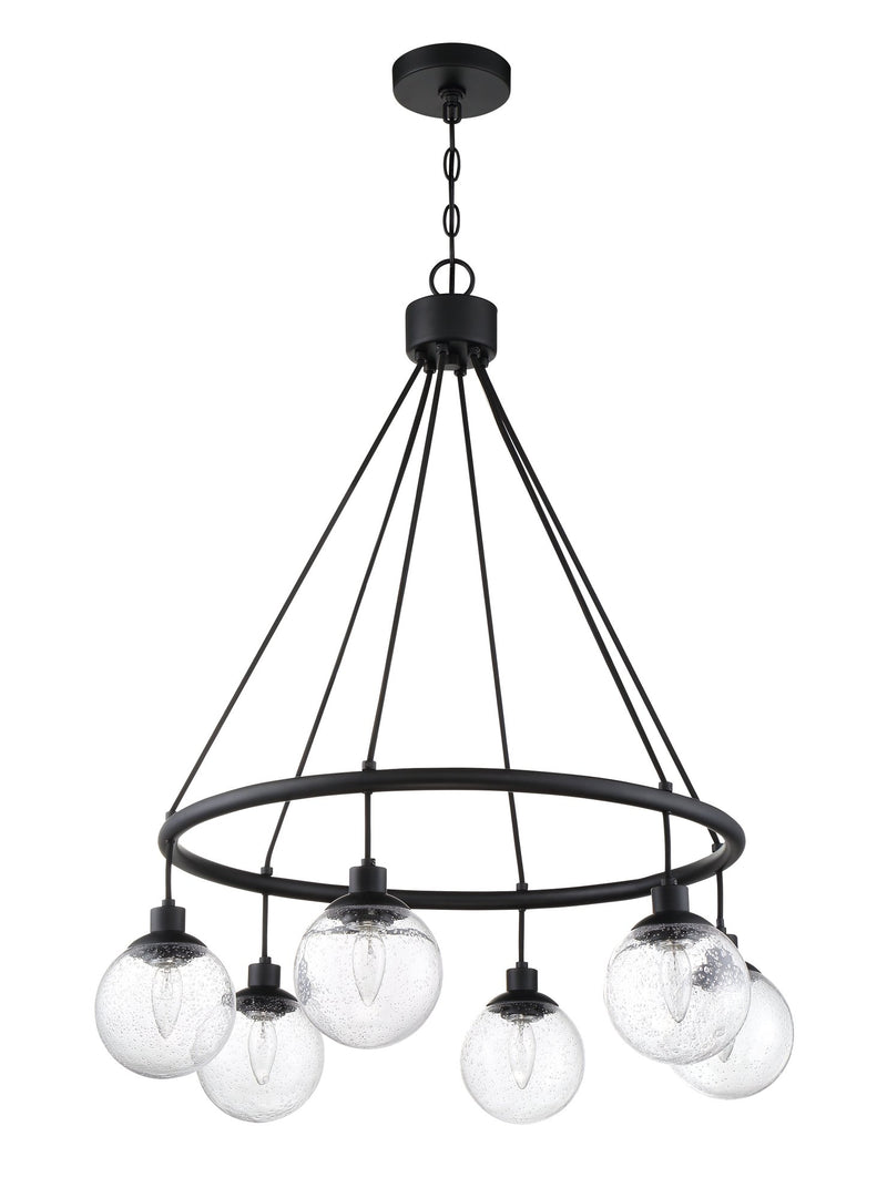 Que 6 Light 28.5" Chandelier in Flat Black