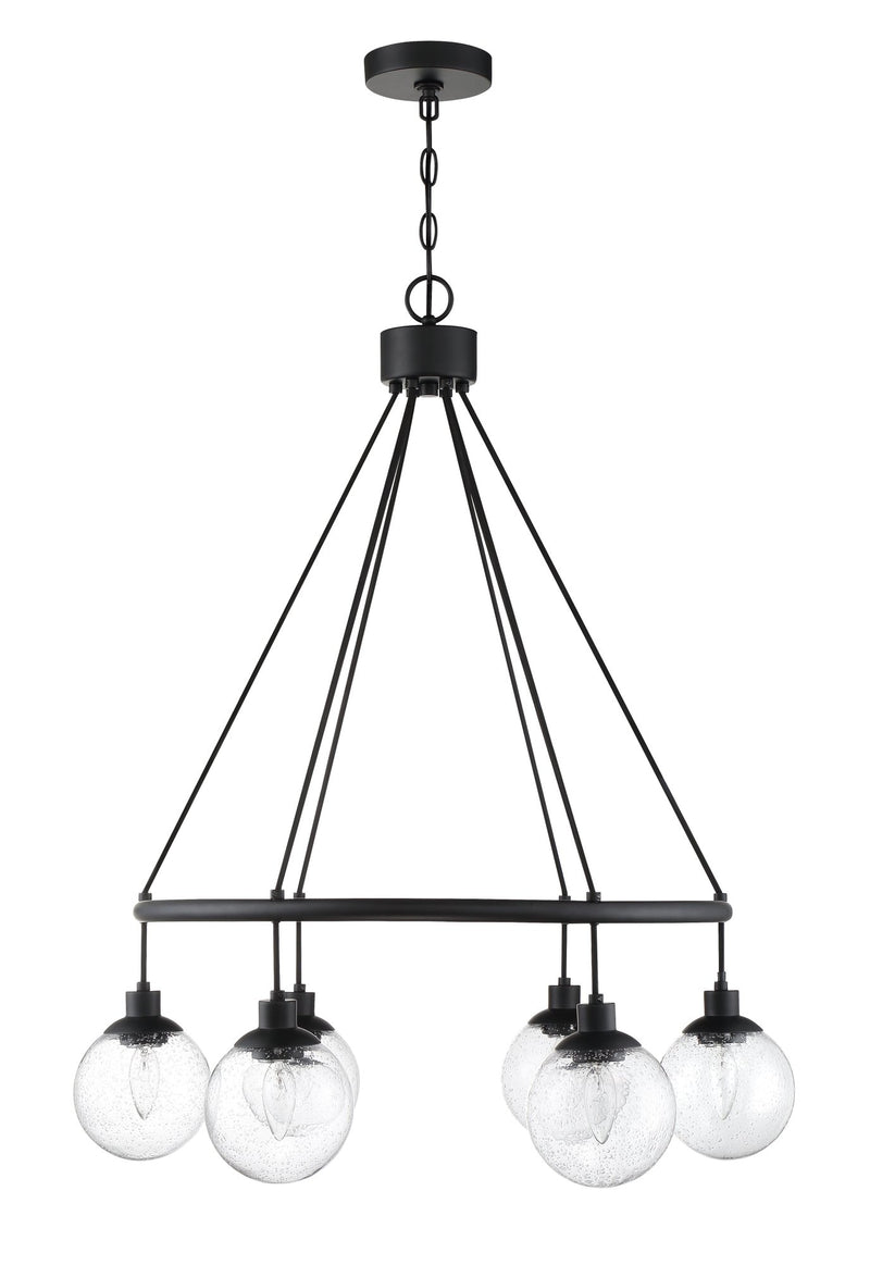 Que 6 Light 28.5" Chandelier in Flat Black