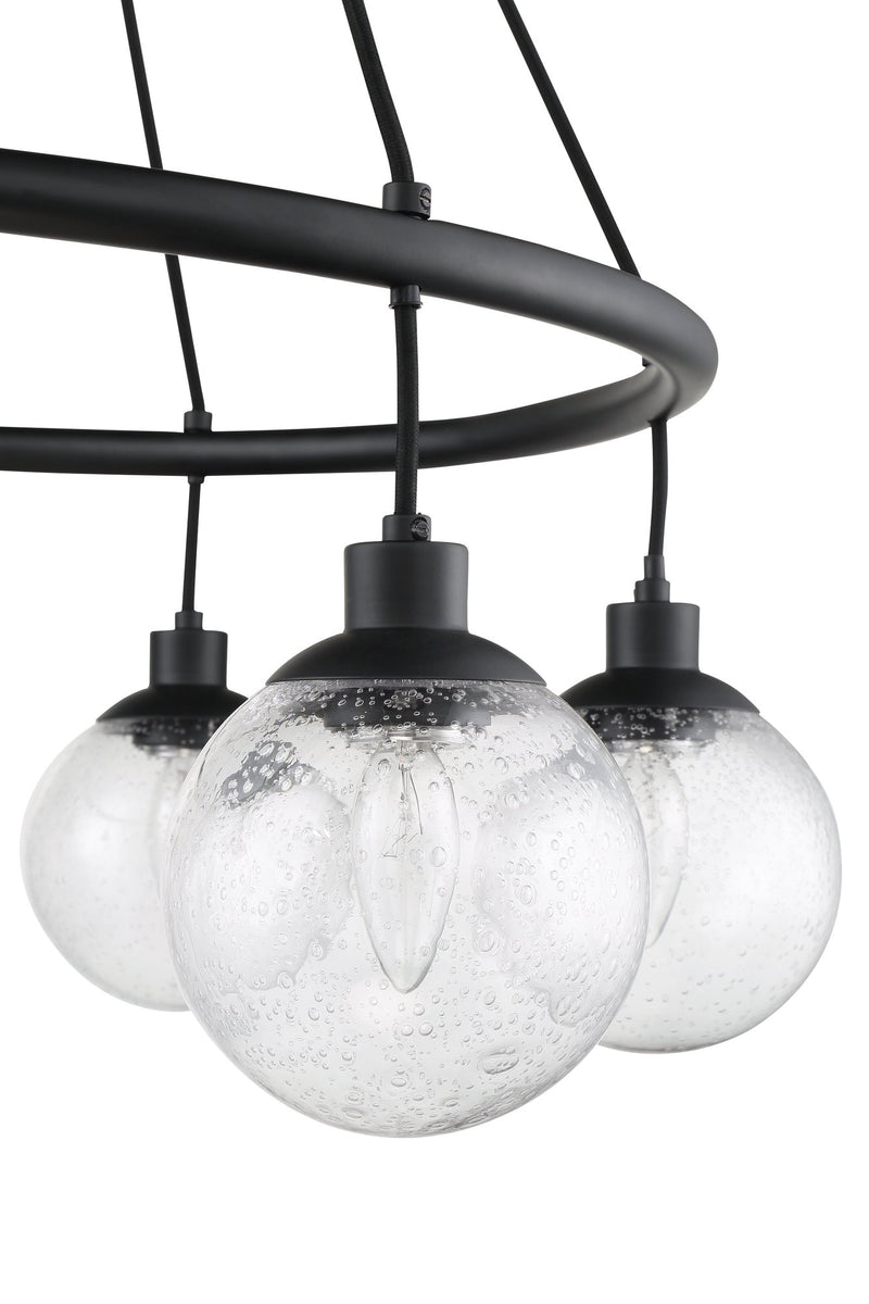 Que 6 Light 28.5" Chandelier in Flat Black