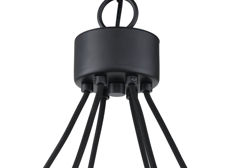 Que 6 Light 28.5" Chandelier in Flat Black