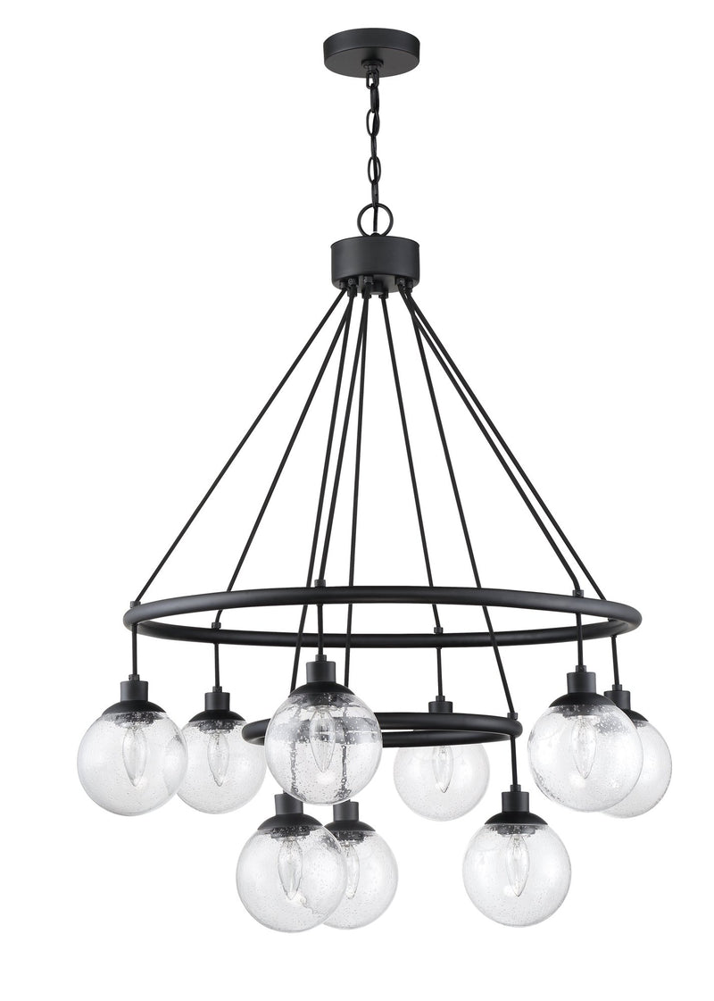 Que 9 Light 31.25" Chandelier in Flat Black