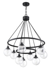 Que 9 Light 31.25" Chandelier in Flat Black