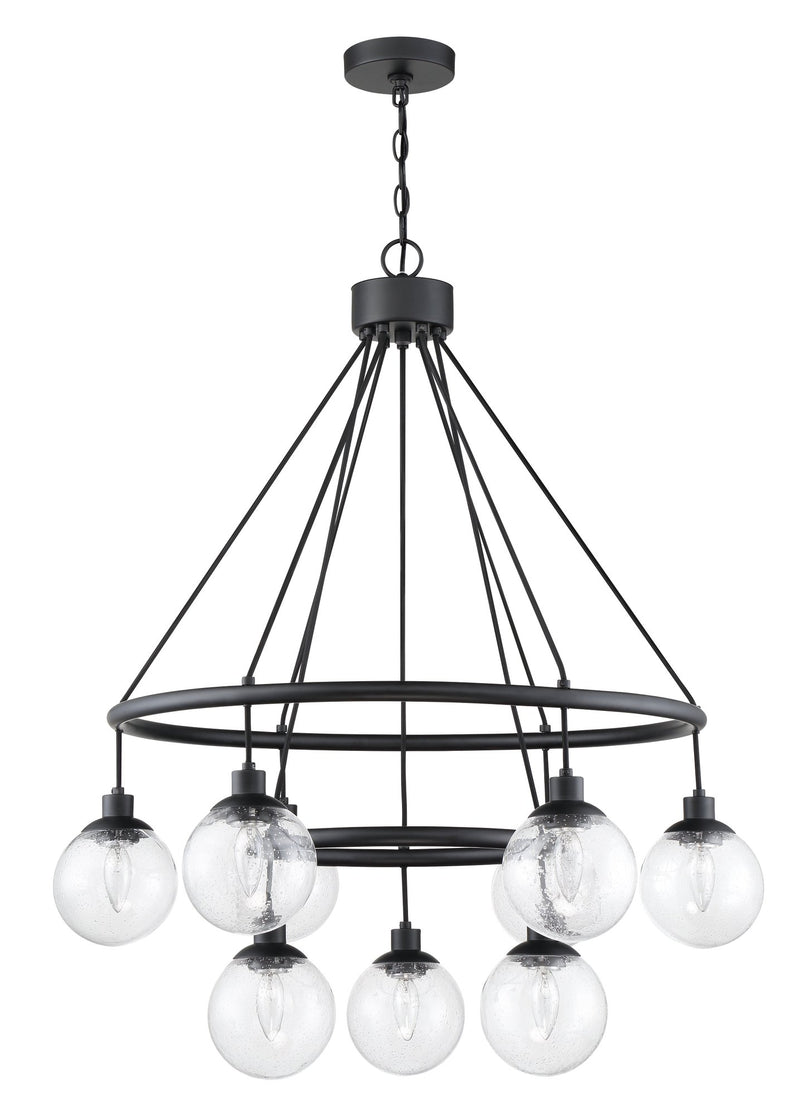 Que 9 Light 31.25" Chandelier in Flat Black