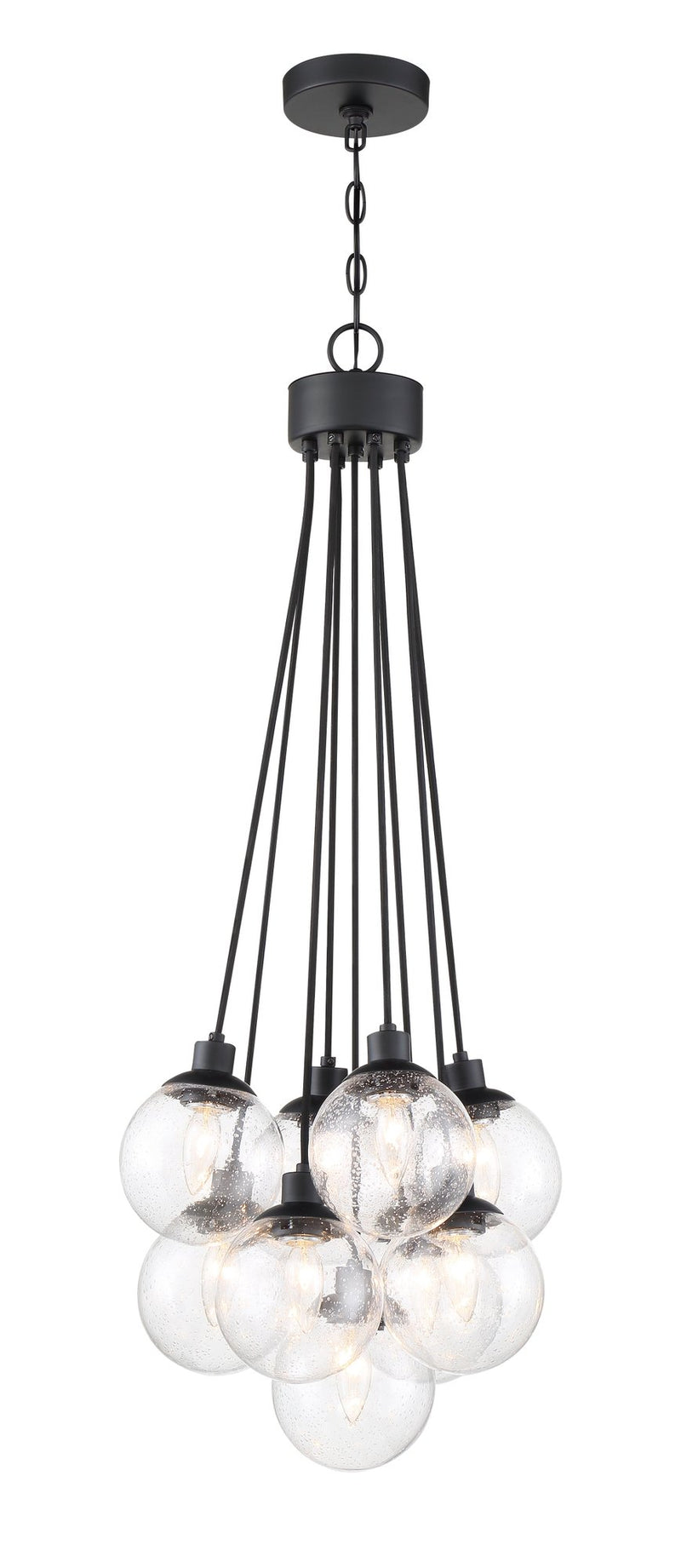 Que 9 Light 16.25" Pendant in Flat Black