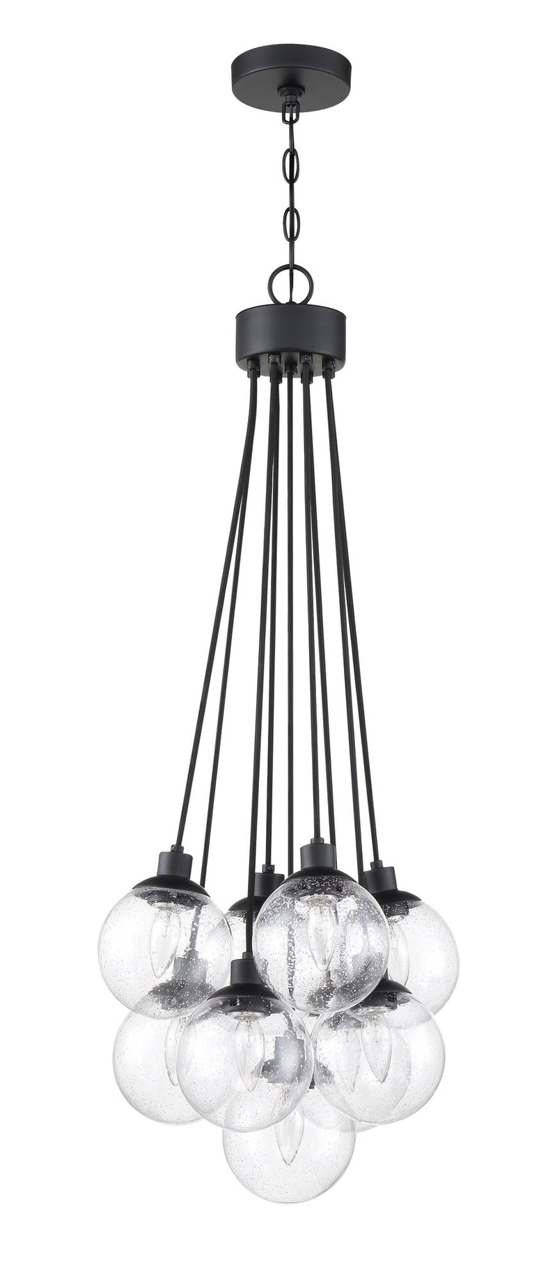 Que 9 Light 16.25" Pendant in Flat Black
